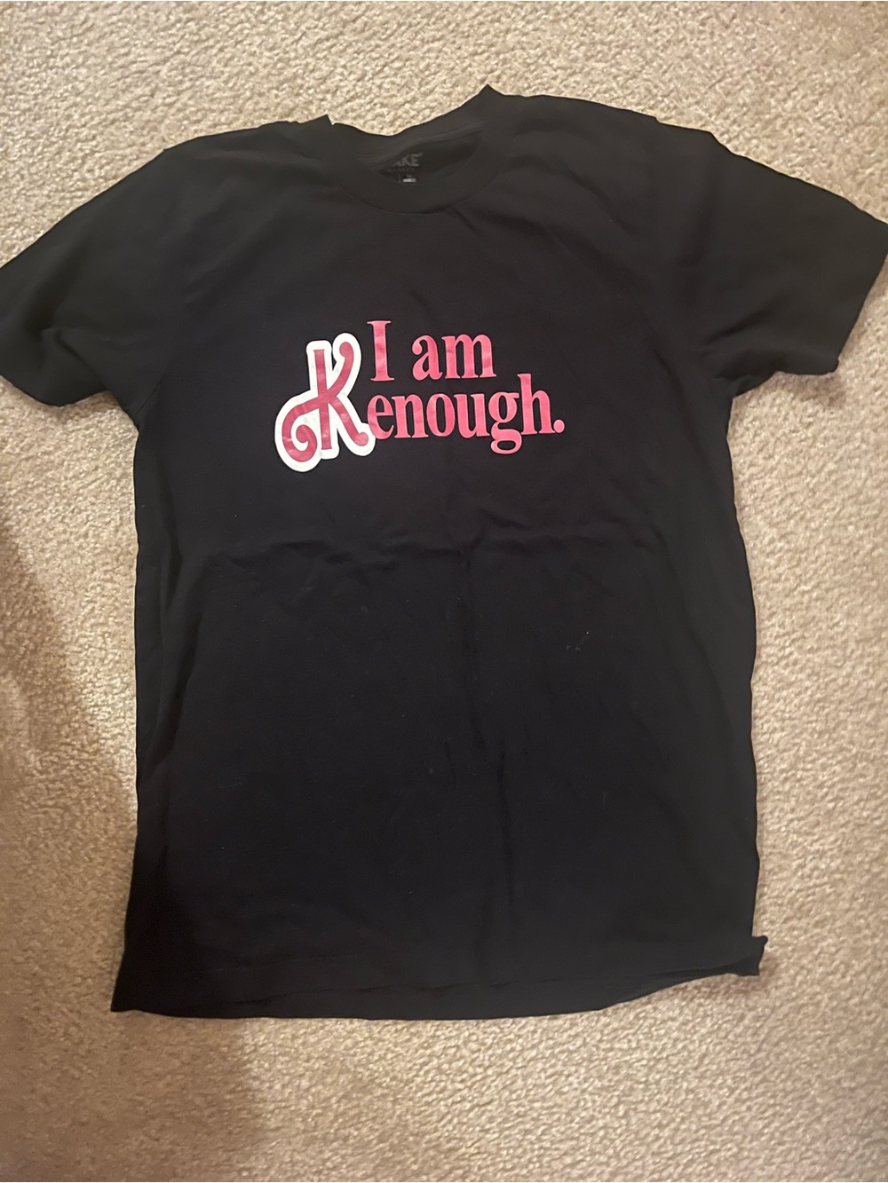 I Am Kenough Graphic Tee - Black with Pink Print